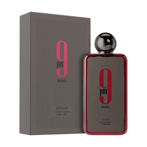9PM REBEL by Afnan, a stylish eau de parfum bottle with a bold design and luxurious packaging.